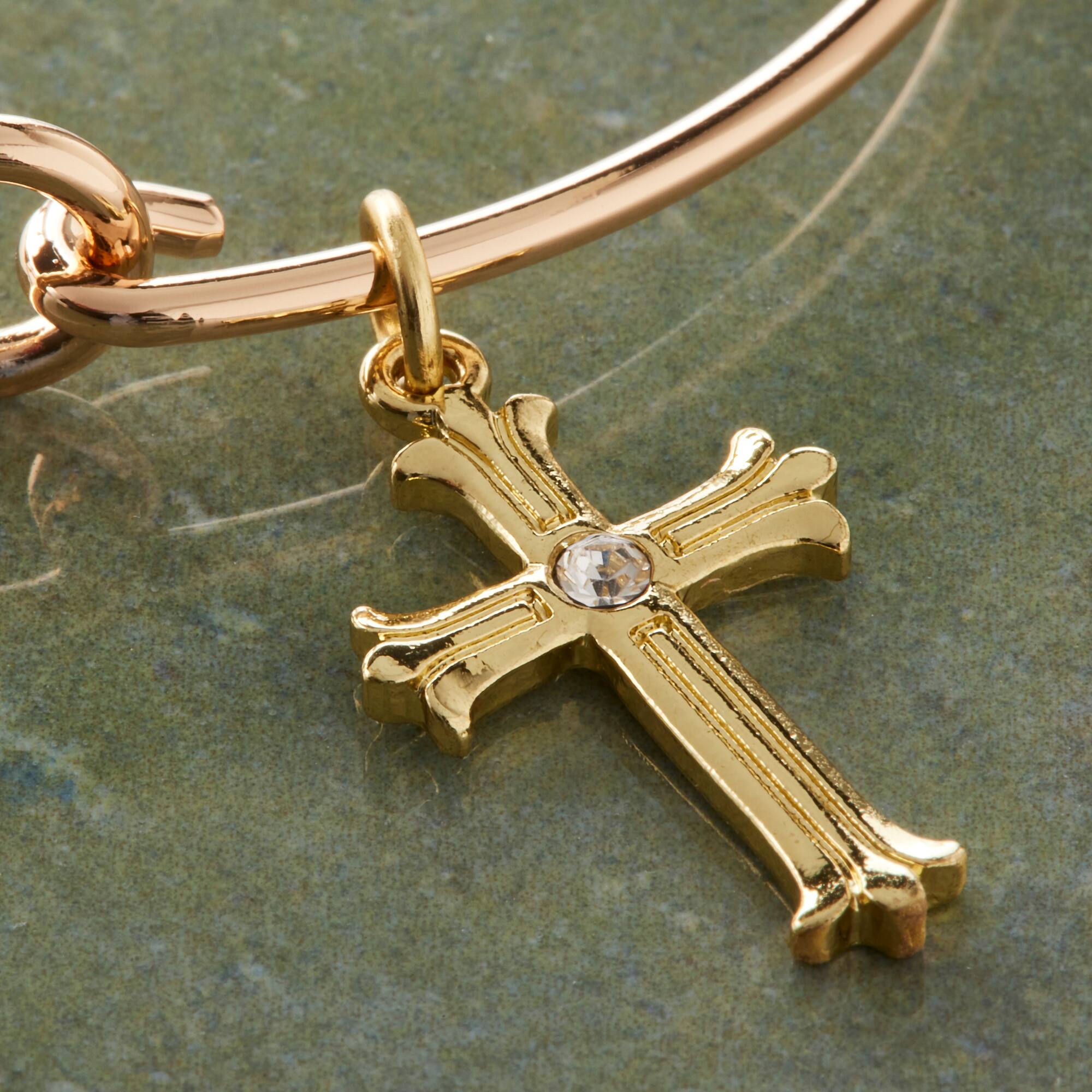 14K Gold Plated Crystal Cross Charm by Bead Landing™